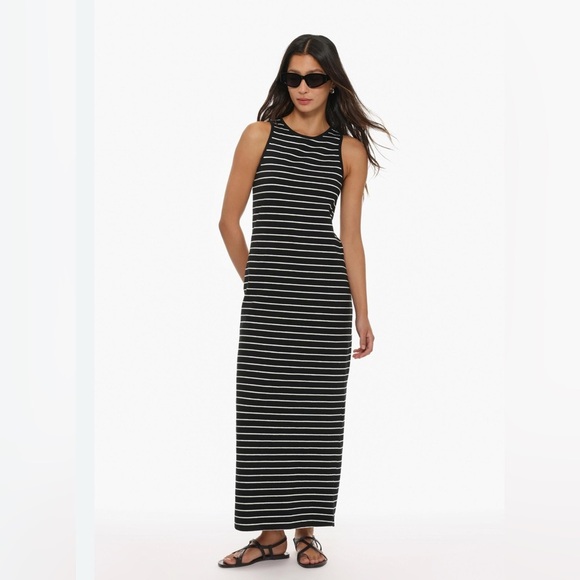 Striped Black and White Sleeveless Dress